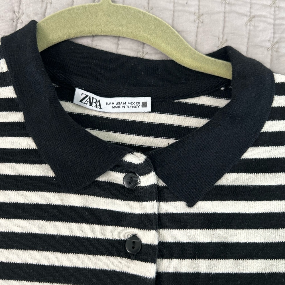 EUC ZARA Crop Stripe Polo
